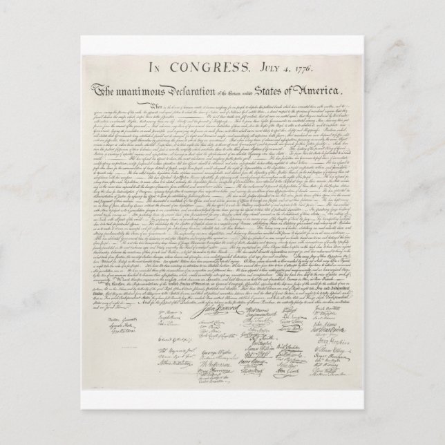 Declaration of Independence Two Postcard (Front)