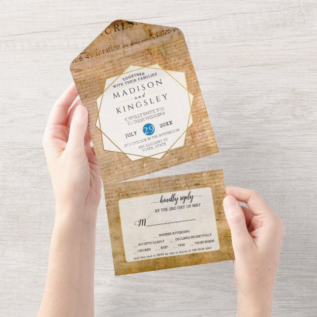 Declaration of Independence 📜 USA Parchment  All In One Invitation (Tearaway)