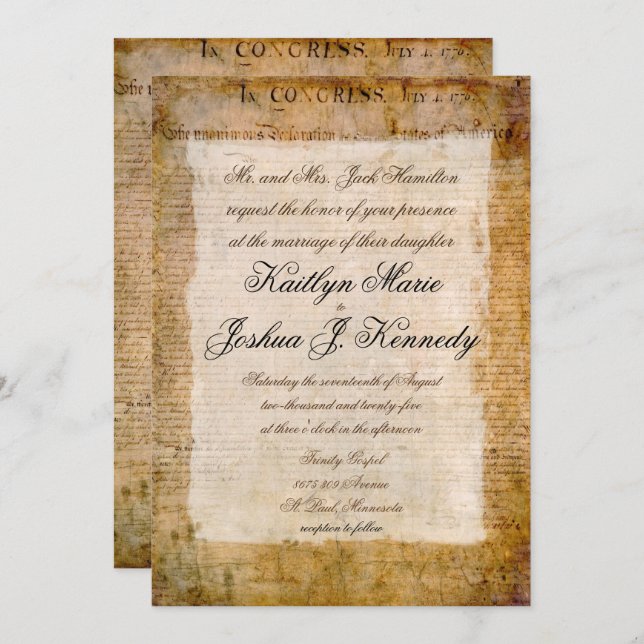 Declaration of Independence 📜 USA Parchment Invitation (Front/Back)