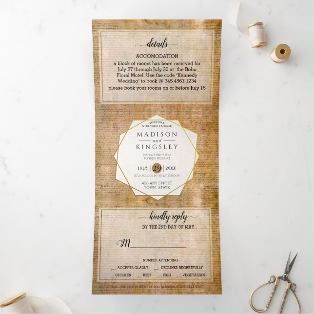 Declaration of Independence 📜 USA Parchment  Tri-Fold Invitation (Inside)