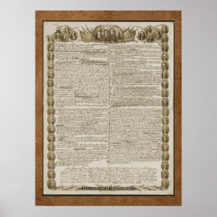 Declaration of Independence with Founding Fathers Poster