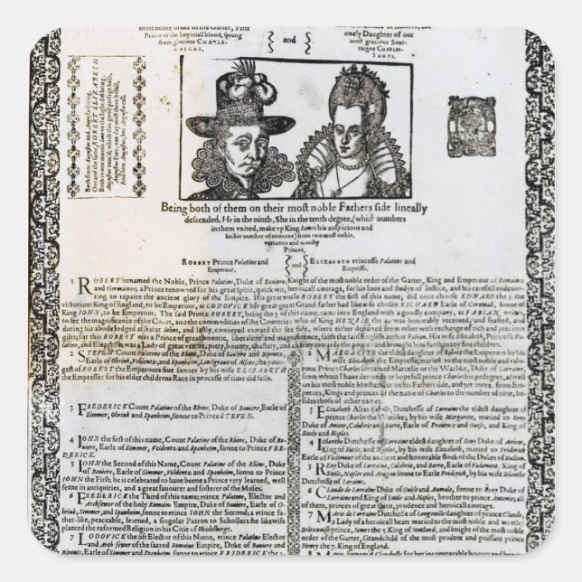 Declaration of the marriage of Frederick V Square Sticker (Front)