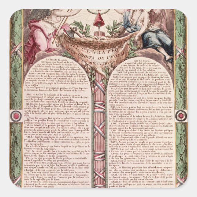 Declaration of the Rights of Man, 1793 Square Sticker (Front)