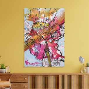 Declining Zinnia 001 Painting / Artist Larry Lerew Canvas Print
