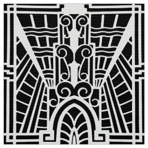 Deco Architectural Pattern, Black and White Fabric