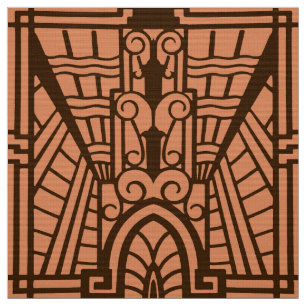 Deco Architectural Pattern, Copper and Brown Fabric