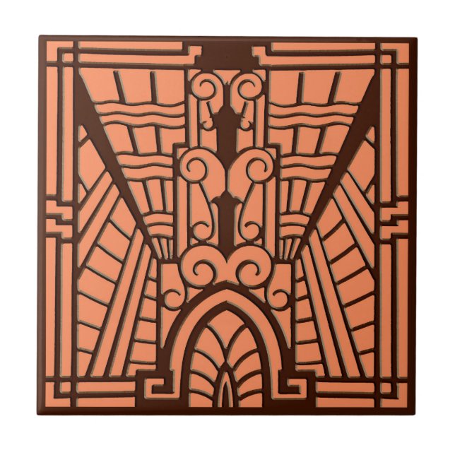 Deco Architectural Pattern, Copper and Brown Tile (Front)