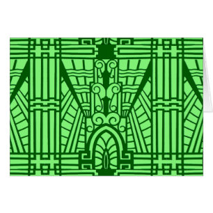 Deco Architectural Pattern, Light Jade Green