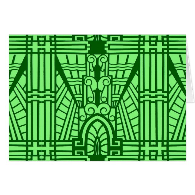 Deco Architectural Pattern, Light Jade Green (Front Horizontal)