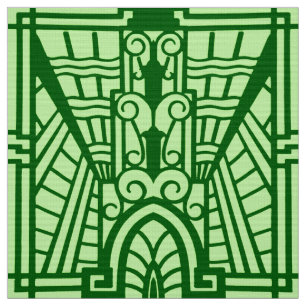 Deco Architectural Pattern, Light Jade Green Fabric