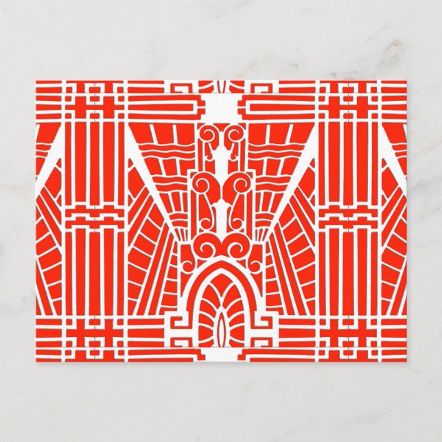 Deco Architectural Pattern, Mandarin Orange Postcard (Front)
