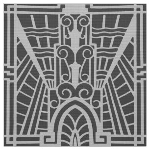 Deco Architectural Pattern, Silver Grey / Grey Fabric