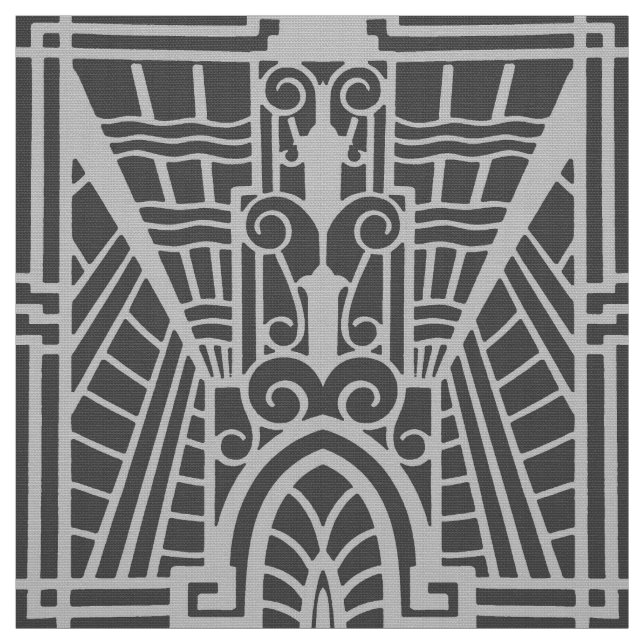 Deco Architectural Pattern, Silver Grey / Grey Fabric (Swatch)