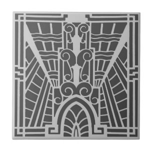 Deco Architectural Pattern, Silver Grey / Grey Tile