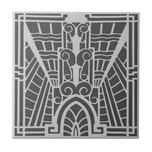 Deco Architectural Pattern, Silver Grey / Grey Tile (Front)