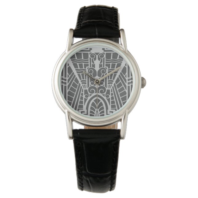 Deco Architectural Pattern, Silver Grey / Grey Watch (Front)