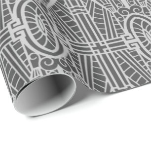 Deco Architectural Pattern, Silver Grey / Grey Wrapping Paper