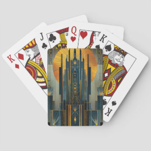 Deco Architecture At Night Playing Cards