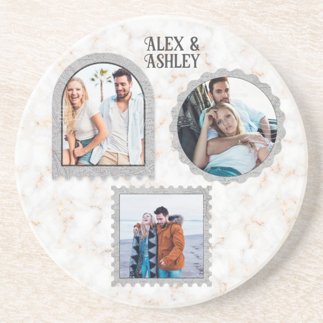 Deco Art Modern Customised Photo Name Coaster (Front)