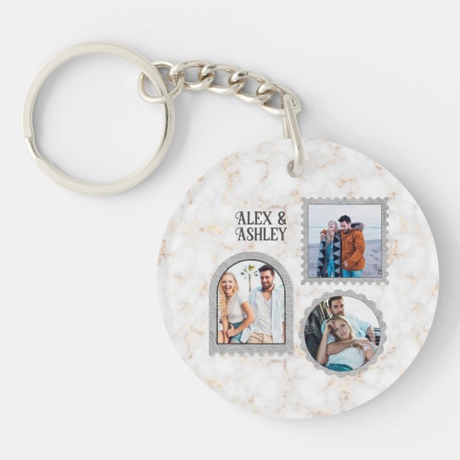 Deco Art Modern Customised Photo Name Keychain (Front)