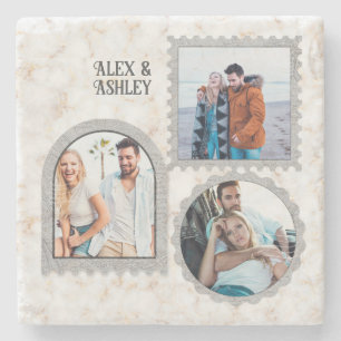 Deco Art Modern Customised Photo Name Stone Coaster