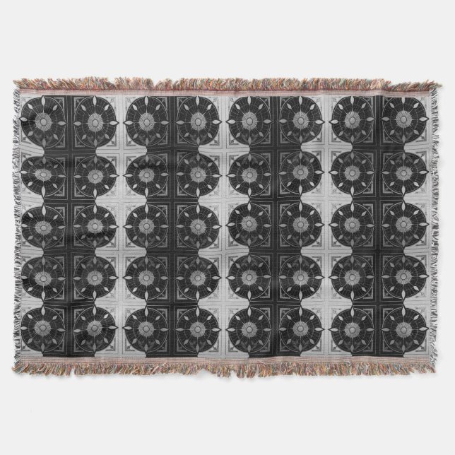 Deco B&W Rounded Pattern   Throw Blanket (Front)