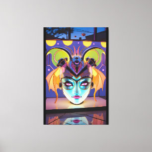 Deco Bat Lady Lantern Canvas Print