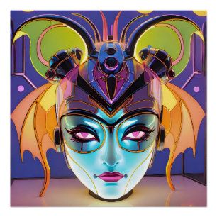 Deco Bat Lady Lantern Poster