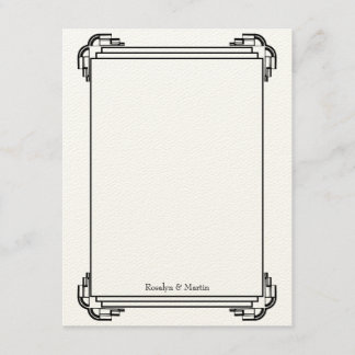 Deco black frame wedding custom thank you note card