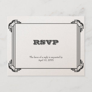 Deco black frame wedding RSVP response enclosure