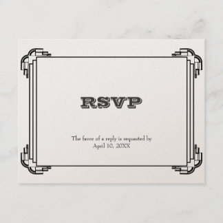 Deco black frame wedding RSVP response enclosure