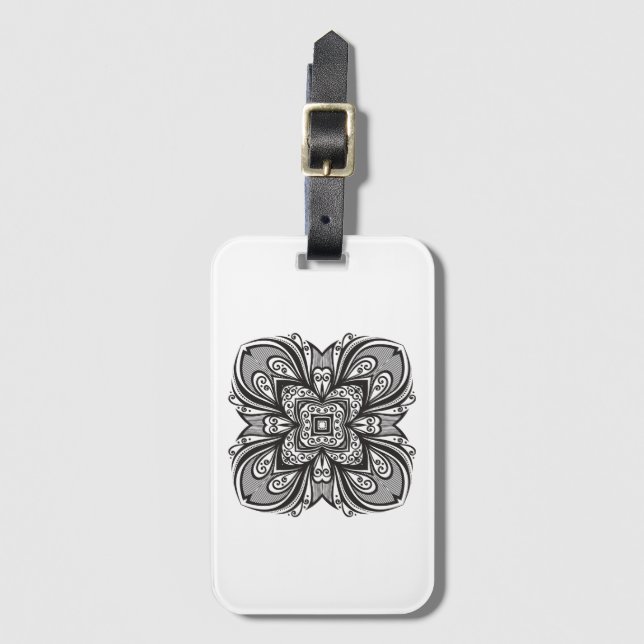 Deco Black Square Inspired Luggage Tag (Front Vertical)