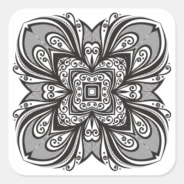 Deco Black Square Inspired Square Sticker (Front)