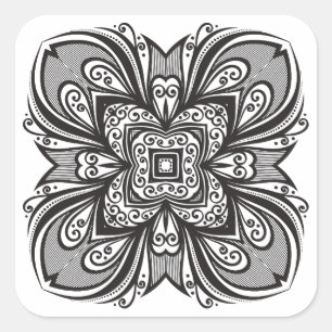 Deco Black Square Inspired Square Sticker