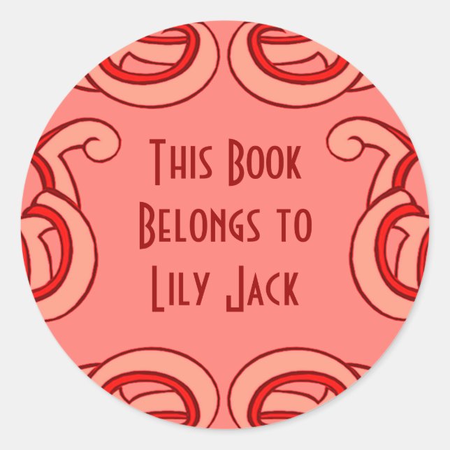 Deco Book Plate Classic Round Sticker (Front)