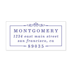 Deco Border Family Name Return Address Self-inking Stamp