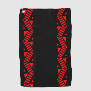 Deco border in red & black golf towel