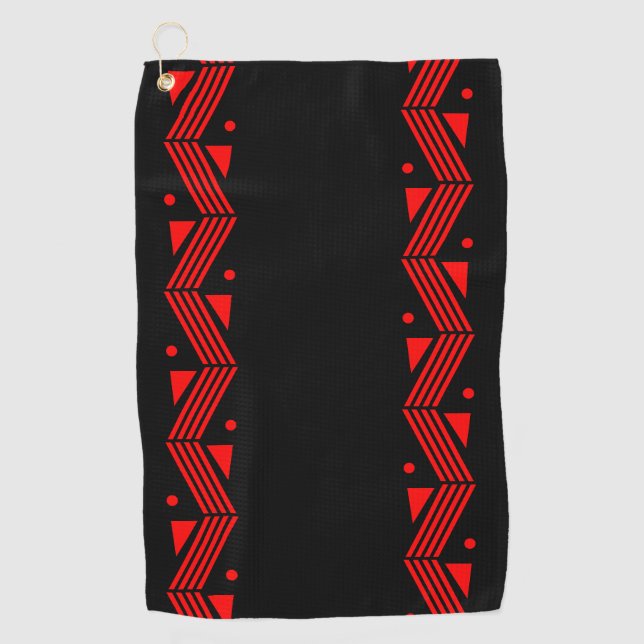 Deco  border in red & black golf towel (Front)