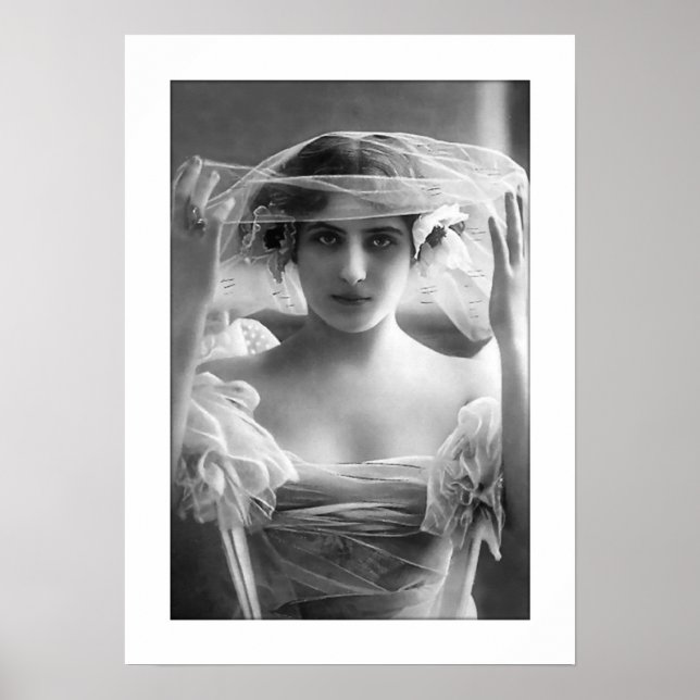 deco bride black and white veil poster (Front)