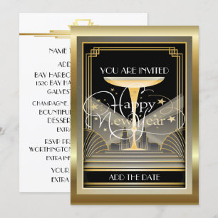 Deco Champagne NEW YEAR Celebration Invitation