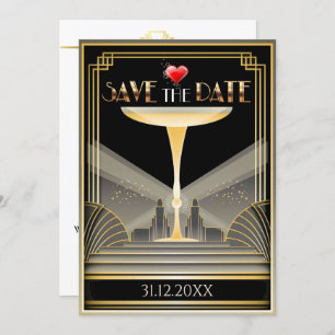 Deco Champagne Save The Date Invitation