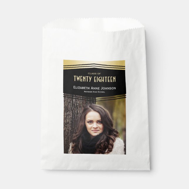 Deco Chevrons | 2 Photo Graduation Party Favour Bags (Front)