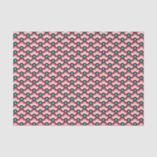 Deco Chinese Scallops, Coral Pink and Turquoise Tissue Paper