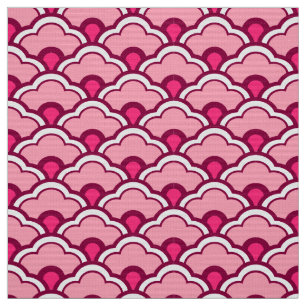 Deco Chinese Scallops, Fuchsia and Light Pink Fabric