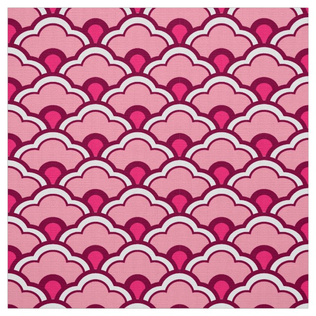 Deco Chinese Scallops, Fuchsia and Light Pink Fabric (Swatch)