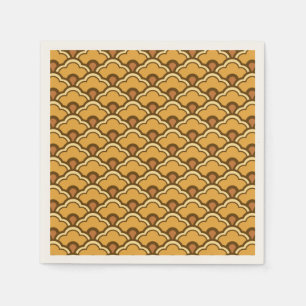 Deco Chinese Scallops, Mustard Gold and Brown Napkin