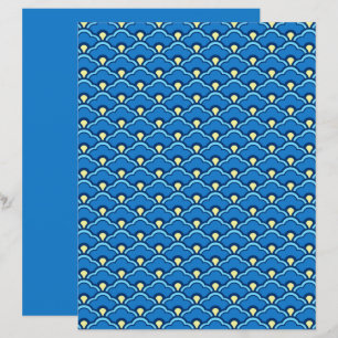 Deco Chinese Scallops, Ocean Blue and Indigo