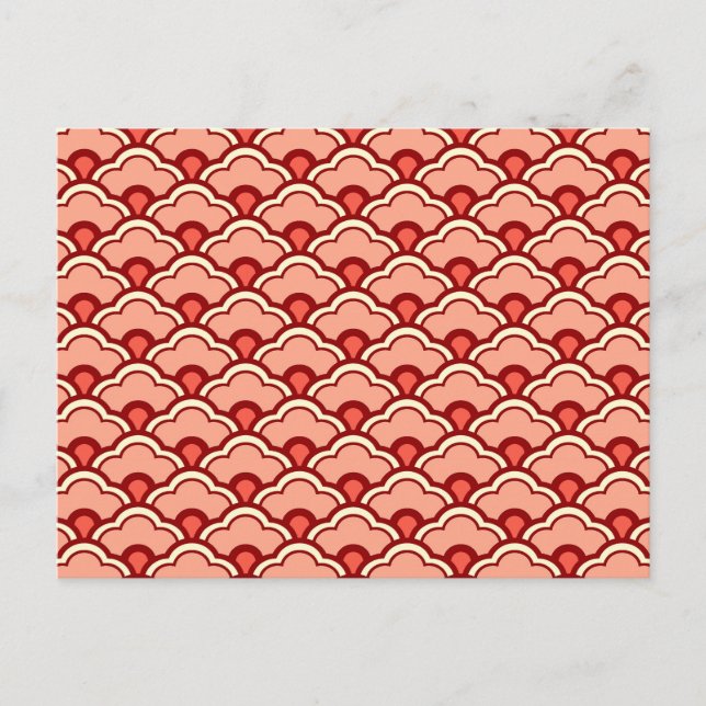 Deco Chinese Scallops, Peach, Rust and Cream Postcard (Front)