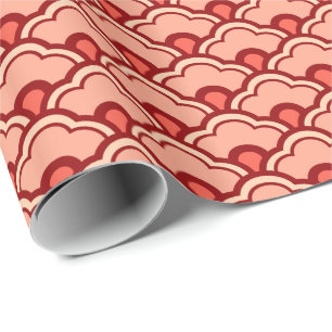 Deco Chinese Scallops, Peach, Rust and Cream Wrapping Paper