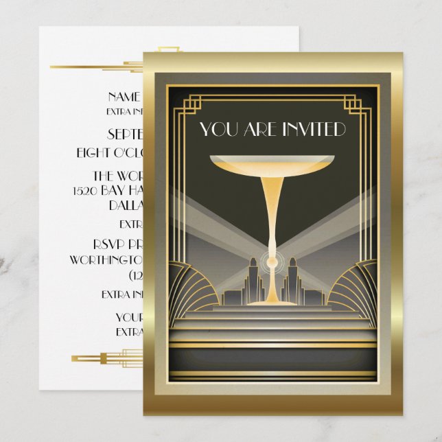 Deco Contemporary Gala Event 2 Invitation (Front/Back)